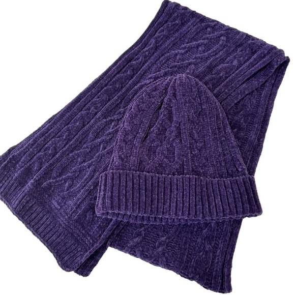 Purple Winter Knit Hat and Scarf Set - Picture 4 of 7